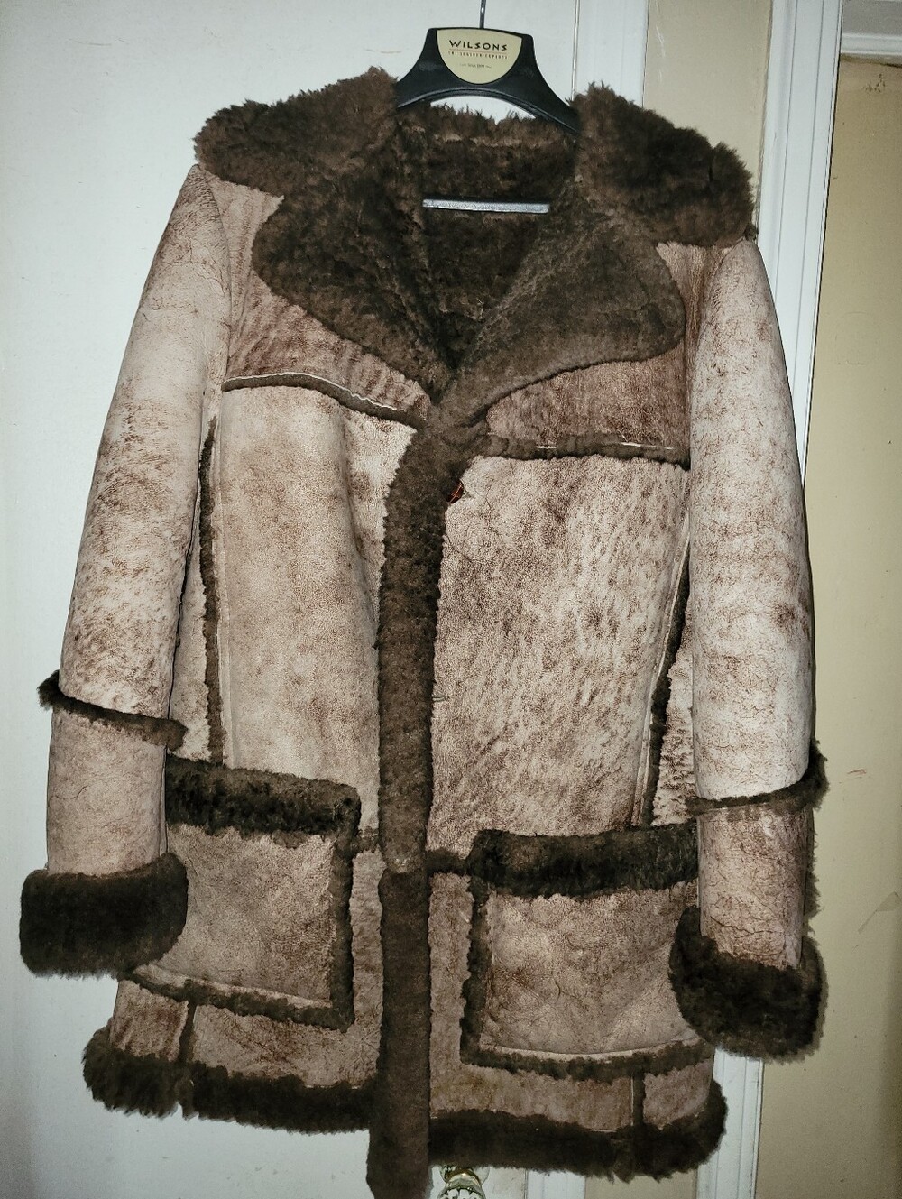 Shearling Trim Brown men's Coat
